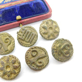 Set of 6 Sewing Bronze Button from Benin Antique Victorian c1890
