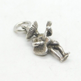 Sterling Silver Sombrero Latin Guitar Player Charm Pendant Vintage c1970