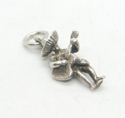 Sterling Silver Sombrero Latin Guitar Player Charm Pendant Vintage c1970