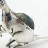 Edwardian Sterling Silver Novelty Kangaroo Pin Cushion Antique 1908 Birmingham