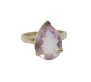 Sterling Silver Light Amethyst Peardrop Cocktail Band Ring Vintage c1970 Size P