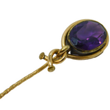 Victorian Rolled Gold & Amethyst Set Floral Stick Pin Antique c1880s