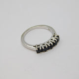 Sterling Silver 5 Black Obsidian Half Eternity Ring Vintage c1970 Size M 1/2