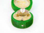 Sterling Silver Gilt Clear & Purple Crystal Set Ring Vintage c1970 Size L 1/2