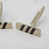 Sterling Silver & Red Enamel Pair of Shirt Cufflinks Vintage c1970s