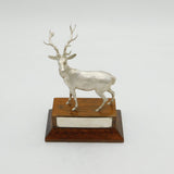 Sterling Silver Stag Deer Presentation Trophy on Wood Vintage 1995 London