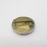 Sterling Silver Mounted White-Green Enamel Brooch Pin Antique c1920 Art Deco