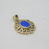 Sterling Silver Blue Enamel Cutwork Drop Pendant Vintage c1970