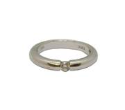 Sterling Silver CZ Solitaire Minimalist Band Dress Ring Modern c2000 Size M