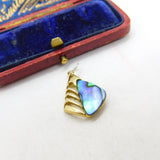 Silver Gilt and Abalone Shell Charm Pendant Vintage c1970