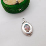 Sterling Silver Doublet Opal Drop Charm Pendant Vintage c1970