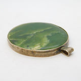 20th Century Sterling Silver Moss Agate Large Pendant Antique c1930s