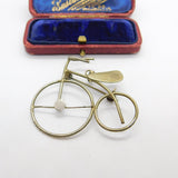 Gilt Metal Penny-Farthing Style Bicylcle Brooch or Pendant Antique c1930
