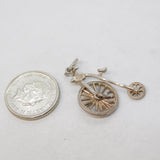 Sterling Silver Penny Farthing Bicycle Charm Pendant Vintage c1970