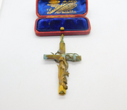 Georgian Handmade Large Base Metal Floral Cross Medallion Reliquary c1790