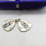 Sterling Silver & Enamel Driving Signs Double Charm Pendant Vintage c1970