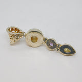 Sterling Silver Pearl, Amethyst & Moonstone Hinged Drop Pendant Modern c2000s