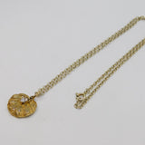 Sterling Silver Gilt Paste Set Textured Leaf Studio Pendant Vintage c2000
