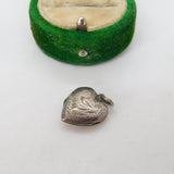 Sterling Silver Heart Locket Charm Pendant Vintage c1970