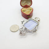 Sterling Silver Blue Agate Charm Pendant Vintage c1970