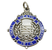 Sterling Silver & Enamel Heath Harriers Sporting Fob Medal Antique 1913 Deco