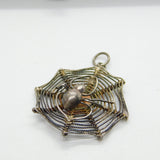 Sterling Silver Spider in her Web Charm Pendant Vintage c1970