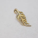 Sterling Silver Gilt Fern Leaf/Feather Single Diamond Set Pendant Vintage c1970