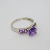 Sterling Silver 5 Amethyst Dress Band Ring Contemporary c2000 Size T 1/2