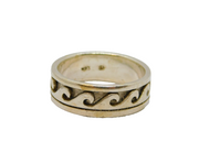 Sterling Silver Wave Relief Pattern Wide Band Dress Ring Vintage c1970 Size V
