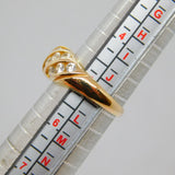 Gold On Sterling Silver Multi-Stone CZ Patterned Band Ring Vintage c1970 Size K
