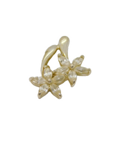 Sterling Silver CZ Double Flower Form Charm Pendant Contemporary c2000s