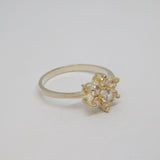 Sterling Silver Paste Set Flower Dress Ring Vintage c1970 Size R 1/2
