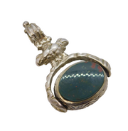 Sterling Silver Bloodstone & Carnelian Spinner Fob Vintage London