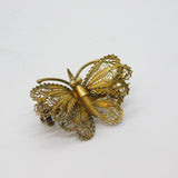 Sterling Silver Gilt Filigree Butterfly Brooch Pin Vintage c1970