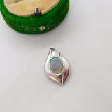 Sterling Silver Doublet Opal Drop Charm Pendant Vintage c1970