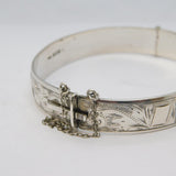 Sterling Silver Floral Pattern Bangle Bracelet Vintage 1959 Birmingham