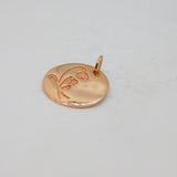 Rose-Gold On Sterling Silver Etched Flower Pattern Charm Pendant Vintage c2000