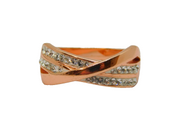 Rose-Gold On Sterling Silver CZ Crossover Dress Ring Vintage c2000 Size N 1/2