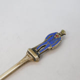 WW1 Sterling Silver & Enamel Invalid Soldier Terminal Spoon Antique 1915