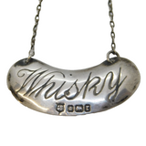 Edwardian Sterling Silver Whisky Noggin Decanter Label Antique 1909 Sheffield