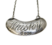 Edwardian Sterling Silver Whisky Noggin Decanter Label Antique 1909 Sheffield