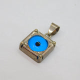 Sterling Silver Glass 'Evil Eye' Protection Symbol Studio Pendant Vintage c1970s