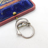 Sterling Silver Leaping Dolphin Brooch Pin Vintage c1970