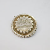 Sterling Silver Art Deco Fern Pattern Round Sweetheart Brooch Antique c1920