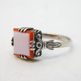 Art Deco .935 Grade Silver & Sardonyx Set Signet Ring Antique c1920s