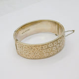 George V Sterling Silver Floral Jubilee Bangle Bracelet Antique 1935 Birmingham