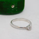 Sterling Silver CZ Solitaire Ring Vintage c1970 Size M 1/2