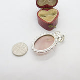 Sterling Silver Pink Quartz Gemstone Charm Pendant Vintage c1970