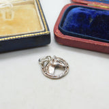 Sterling Silver Horse Head in Horseshoe Charm Pendant Vintage c1970