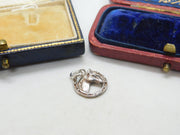 Sterling Silver Horse Head in Horseshoe Charm Pendant Vintage c1970